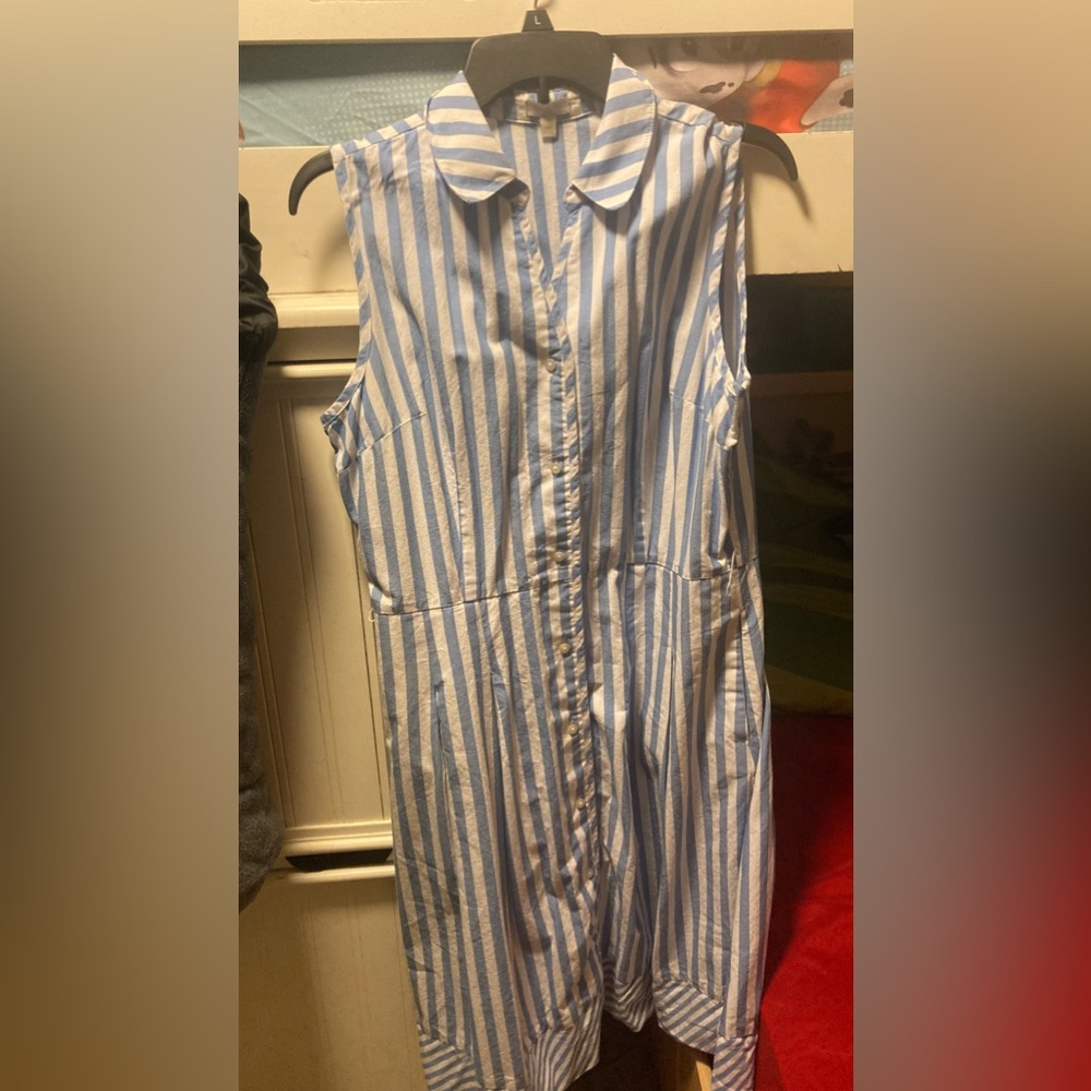 Blue and white dress